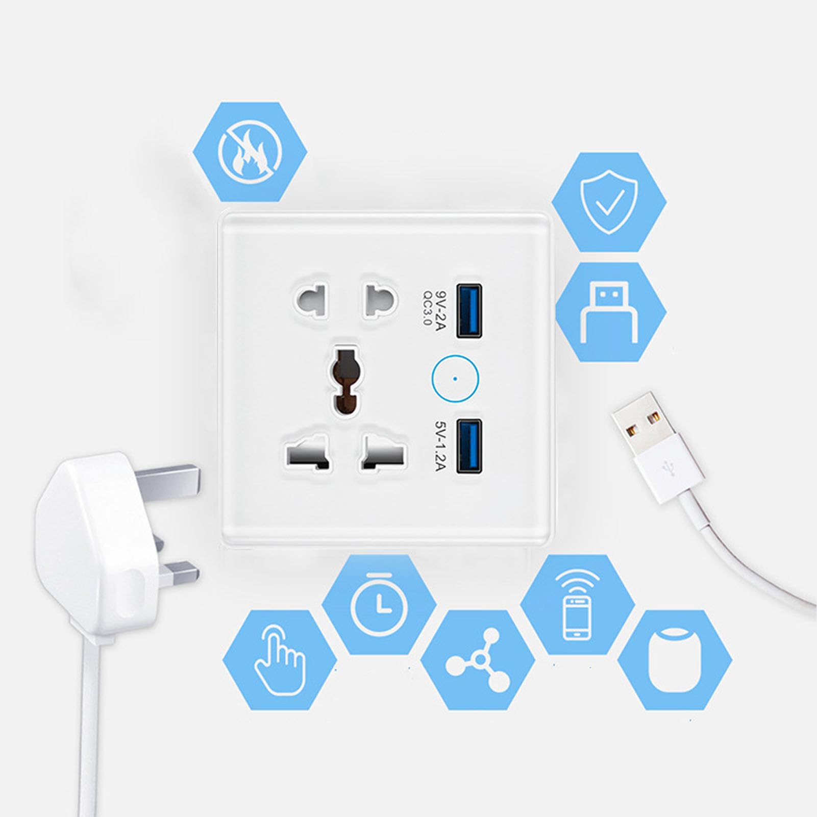 Smart Universal Power Outlet with Fast Charging USB Ports